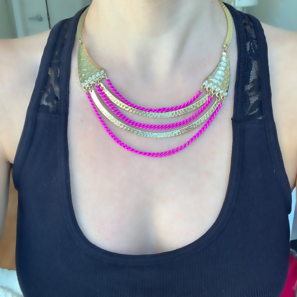 Pink & Gold Chain Necklace