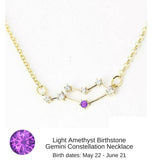 Aquarius Birthstone Constellation Zodiac Necklace (with Amethyst Birthstone) - "Star Candy"