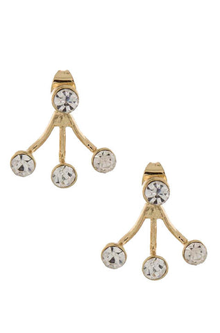 Triple Jeweled Double-Sided Ear Jackets (Gold) - My Jewel Candy