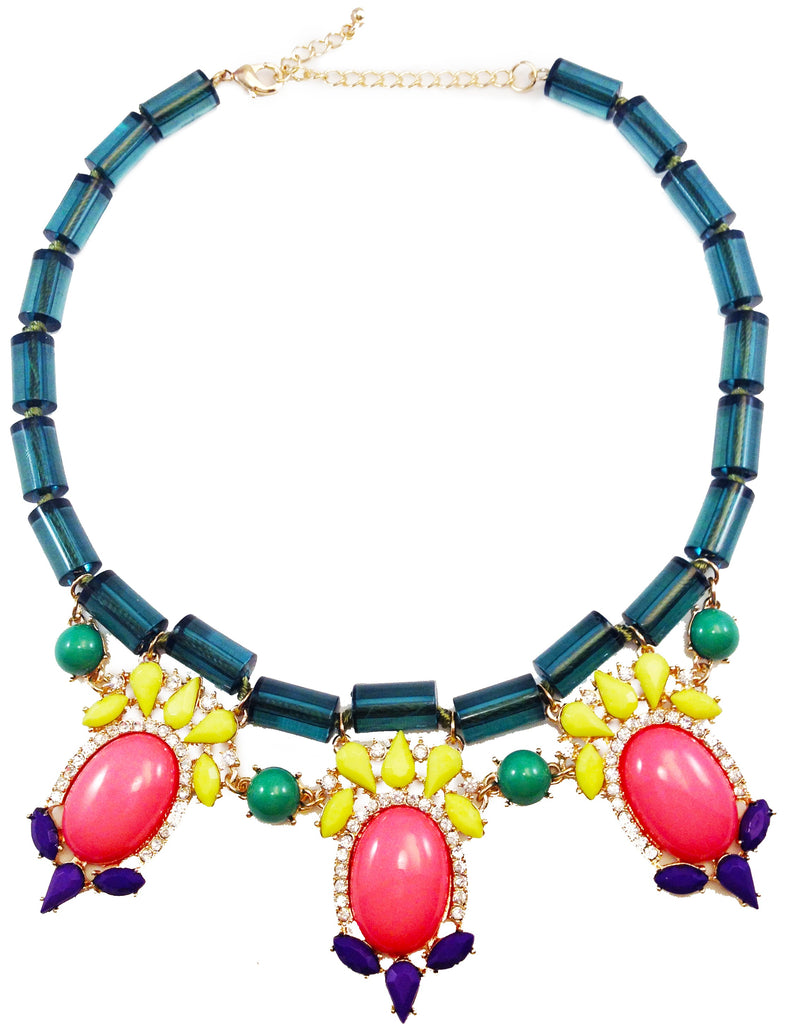 Jewel Fantasy Necklace - Green & Pink - My Jewel Candy - 1