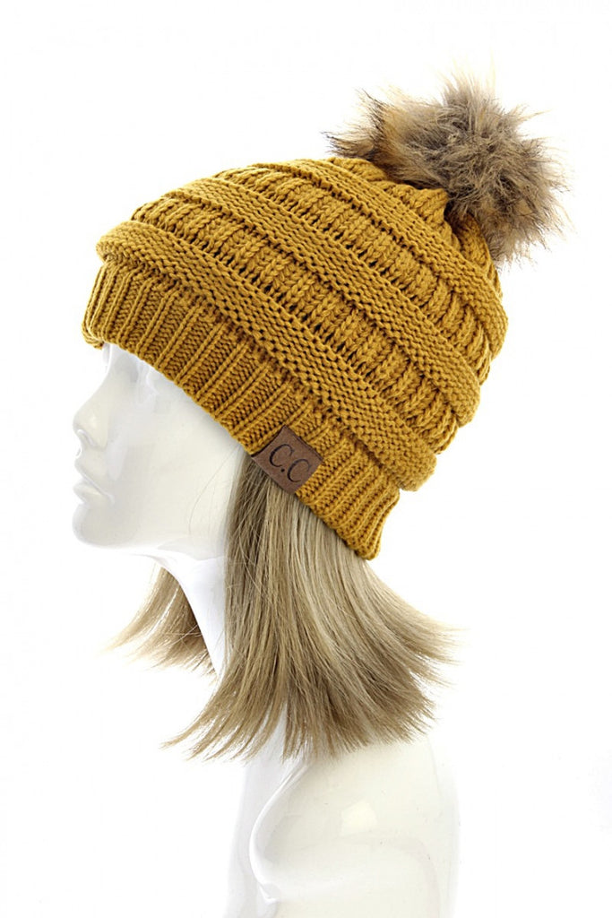 CC Beanie with Pom: Mustard - My Jewel Candy