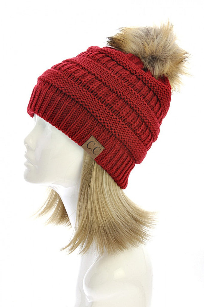 CC Beanie with Pom: Red - My Jewel Candy