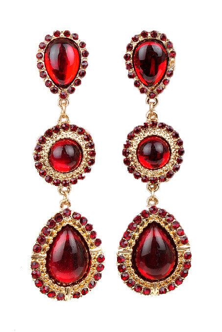 Ruby Red Gemstone Teardrop Earrings - My Jewel Candy