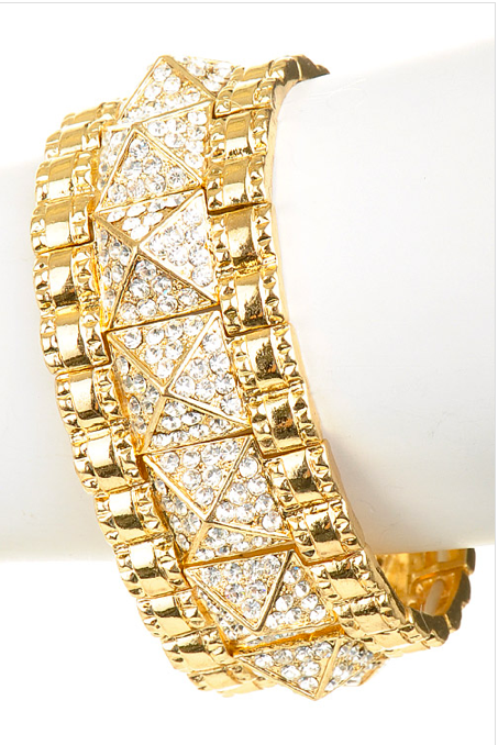 Pyramid Crystal Bracelet with Gold Border - My Jewel Candy - 1