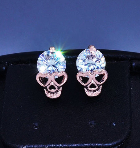 FREE 18 KARAT GOLD SKULL CRYSTAL EARRINGS - Just pay shipping & handling - My Jewel Candy - 1
