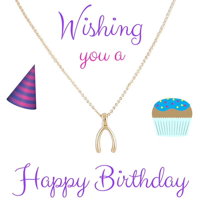 Happy Birthday Wish Bone Necklace