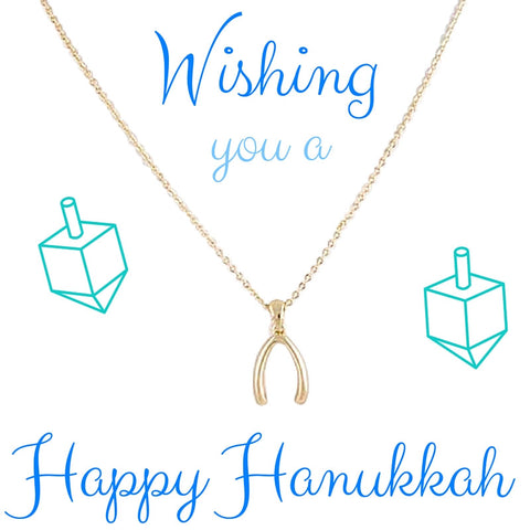 Happy Hanukkah Wish Bone Necklace - My Jewel Candy - 1