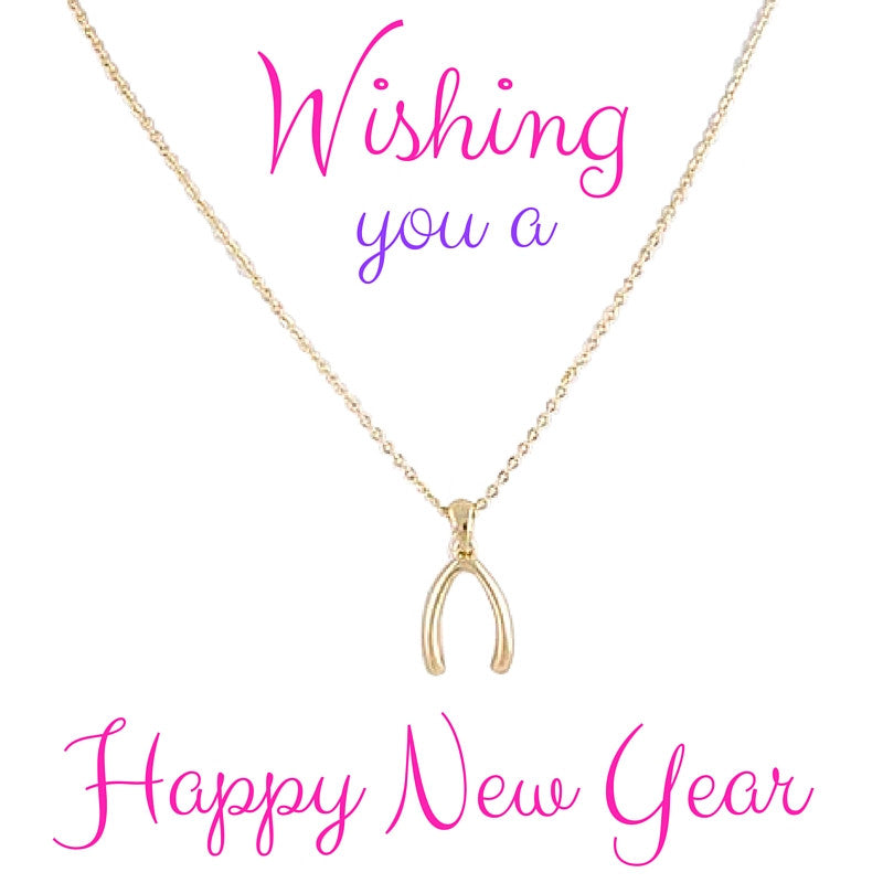 Happy New Year Wish Bone Necklace - My Jewel Candy