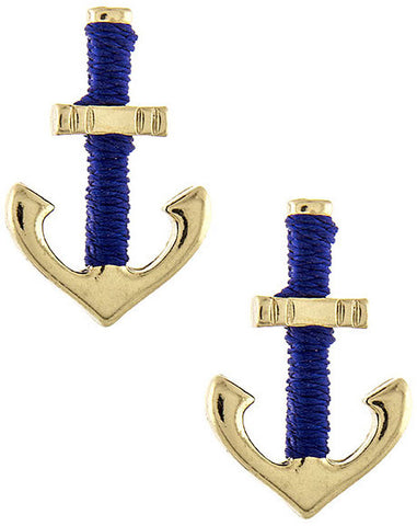 Blue & Gold Anchor Earrings - My Jewel Candy