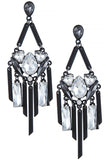 Faux Jeweled Bar Pendant Chandelier Earrings - My Jewel Candy - 1