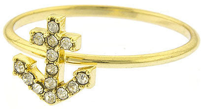 Crystal Encrusted Anchor Ring - My Jewel Candy