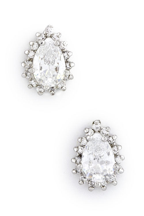 Clear Teardrop Gold-Plated Jewel Cluster Earrings - My Jewel Candy
