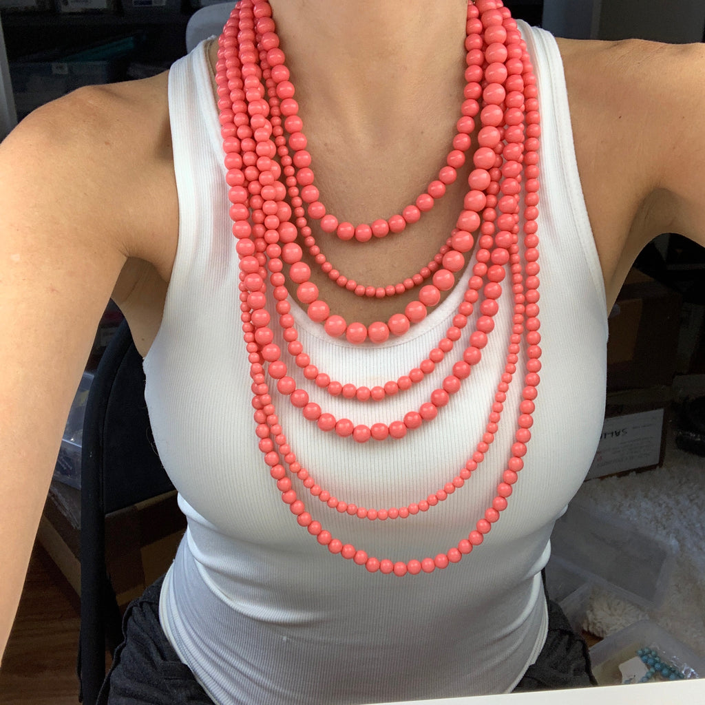 Coral Layered Bead Necklace