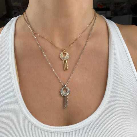 Crystal Encrusted Key Necklaces