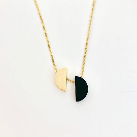 "Mezza Luna" Half Moon Night & Day Necklace