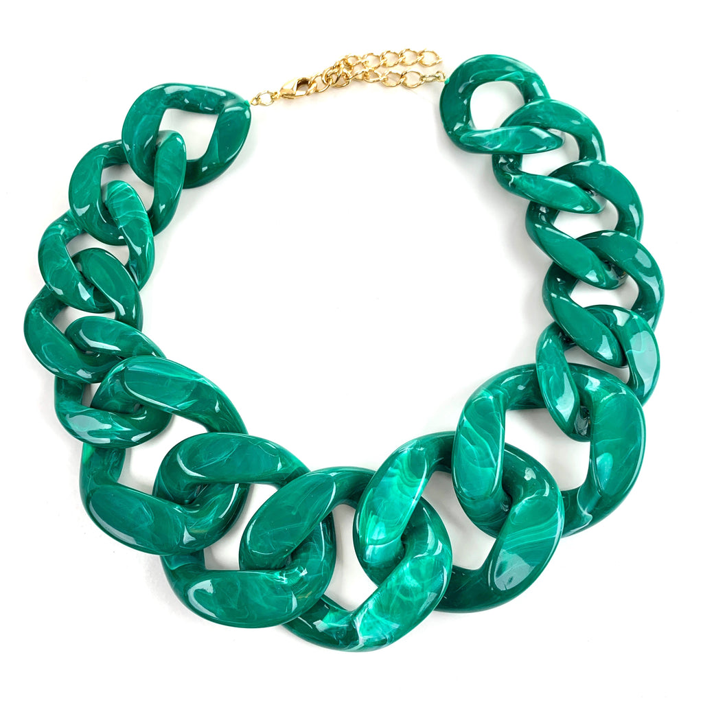 Linked-In Necklace (Smokey Emerald)