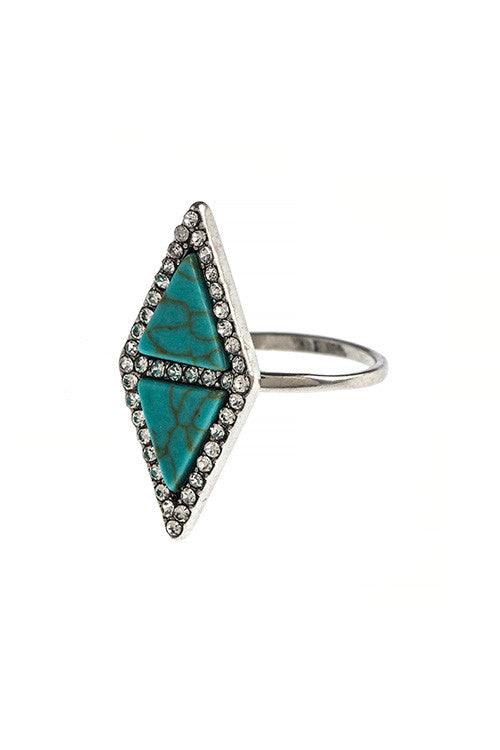 Double Faux Stone Triangle Crystal Ring - My Jewel Candy - 1