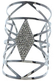 Crystal Encrusted Geometric Wide Cuff Bracelet - My Jewel Candy - 2