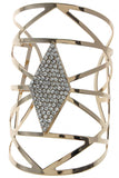 Crystal Encrusted Geometric Wide Cuff Bracelet - My Jewel Candy - 3