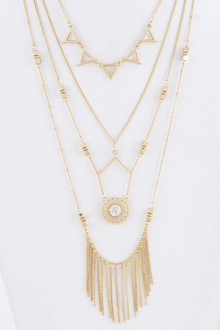 Layered Tassel & Charm Necklace - My Jewel Candy