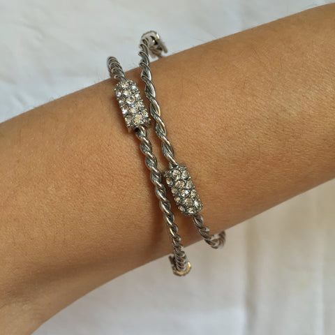 Twin Twist Silver bracelet with Crystals - My Jewel Candy