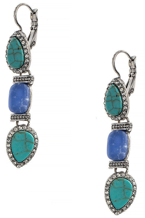 Tiered Faux Stone Crystal Accent Earrings - My Jewel Candy - 1