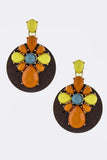 Acrylic Ornate with Wood Disk Drop Earrings - My Jewel Candy - 1