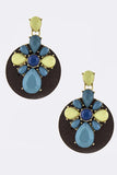 Acrylic Ornate with Wood Disk Drop Earrings - My Jewel Candy - 2