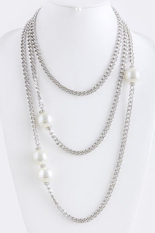 Chain and Pearl Layered Necklace - My Jewel Candy