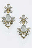 Baroque Style Crystal Stud Clear Acrylic Back Ornate Earrings - My Jewel Candy - 1