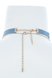 Denim Choker Crystal Sunburst Layered Necklace - My Jewel Candy - 3