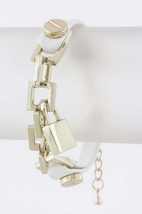 Silver gold Chain Bracelet with Lock - My Jewel Candy