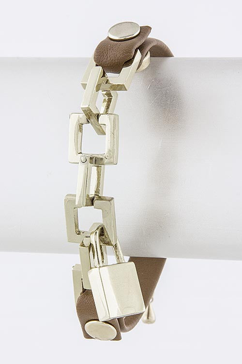 Silver gold Chain Bracelet with Lock - My Jewel Candy