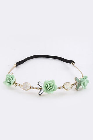 Snap-Chat Rose Flowers Headband - My Jewel Candy - 1