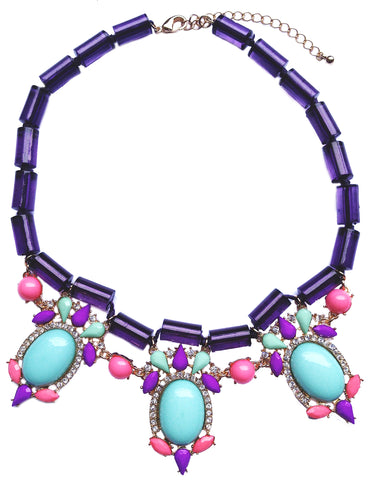 Jewel Fantasy Necklace - Purple & Turquoise - My Jewel Candy - 1