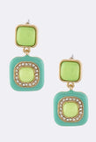 Minty-Lime Squares Earrings - My Jewel Candy - 1