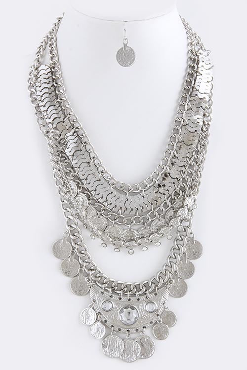 Multi Coin Fringe Tiered Necklace - My Jewel Candy