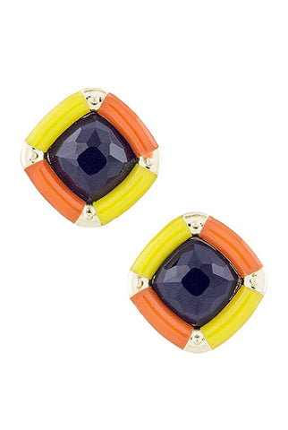 Square Blue, Orange & Yellow Earrings - My Jewel Candy
