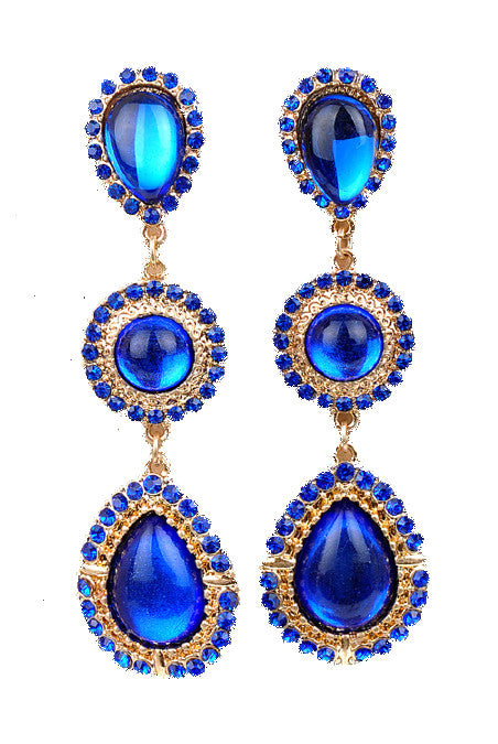 Sapphire Blue Gemstone Teardrop Earrings - My Jewel Candy