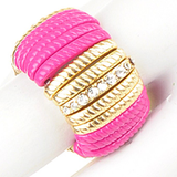 Pink Bar w Gold & Crystals Ring - My Jewel Candy - 1
