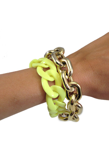 Neon & Gold Layered Chain Bracelet - My Jewel Candy - 1