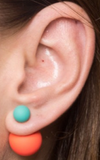 Coral & Turquoise Double-Sided Earrings (As seen in Cosmo) - My Jewel Candy - 2