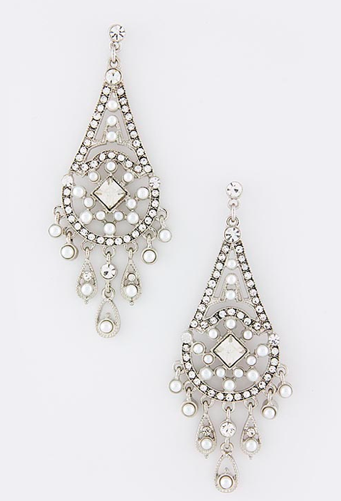 Silver Chandelier Pearl & Crystal Earrings - My Jewel Candy