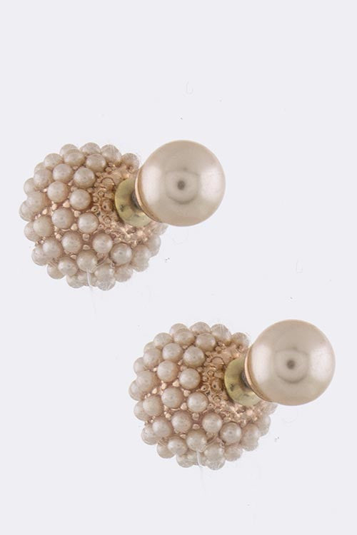 Rose Gold Pearl Cluster Double-Sided Earrings - My Jewel Candy