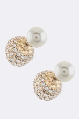 Crystal Pearl Double-Sided Earrings - My Jewel Candy