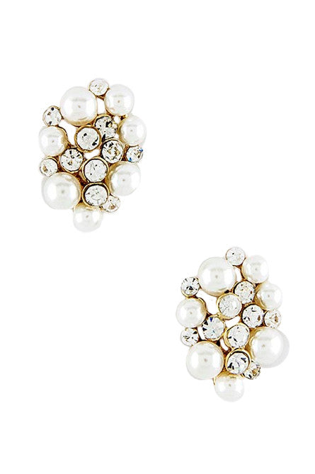 Pearl & Crystal Cluster Earrings - My Jewel Candy