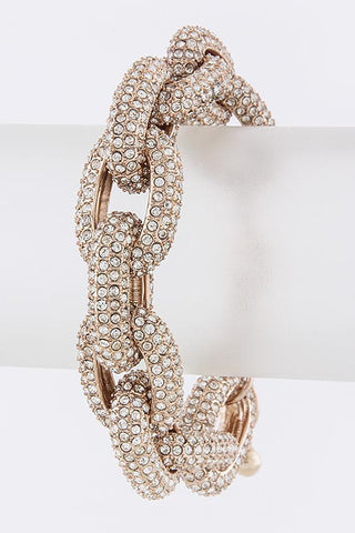 The Princess Kate Chunky Crystal Encrusted Chain Bracelet - Rose Gold - My Jewel Candy - 1