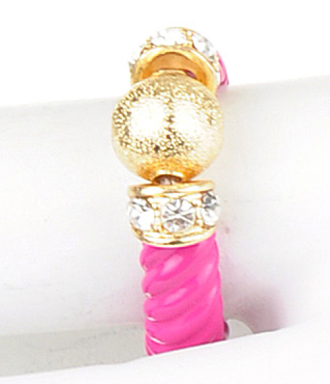 Gold Ball & Crystal Pink Ring - My Jewel Candy - 1