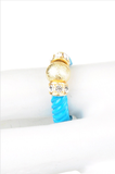 Gold Ball & Crystal Blue Ring - My Jewel Candy - 2