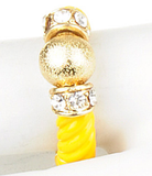 Gold Ball & Crystal Yellow Ring - My Jewel Candy - 1